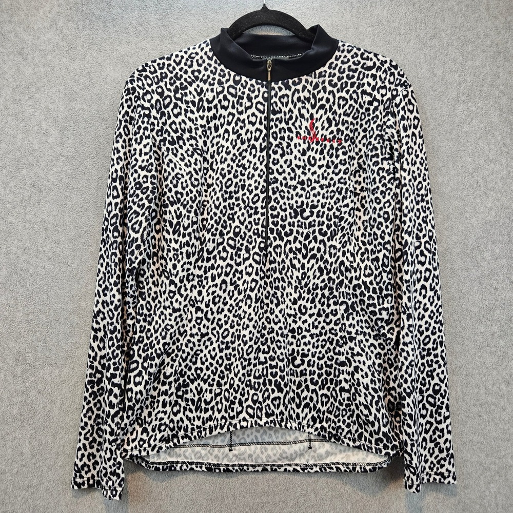 SHEBEEST | Womens XL Cycling Jersey Leopard Print Long Sleeve Athletic Top